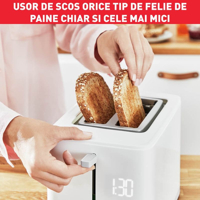 Electronice si Electrocasnice - Electrocasnice bucatarie - Preparare paine - Prajitoare de paine - Prajitor de paine Tefal Sense TT693110, 850W, 4 functii dedicate, 7 trepte de rumenire, fante cu latime variabila, tava - Infinity.ro