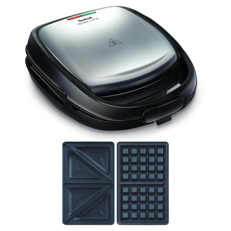 Electronice si Electrocasnice - Electrocasnice bucatarie - Preparare paine - Sandwich-maker - Sandwich maker Tefal Snack Time 2 in 1 SW341D12, 700W, 2 seturi de placi detasabile antiaderente, maner izolat termic - Infinity.ro
