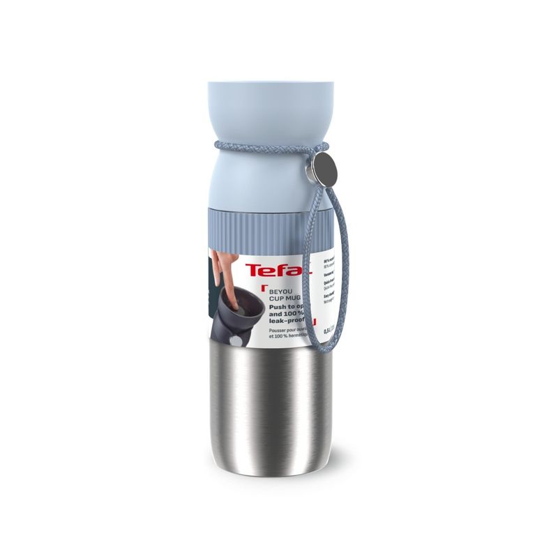 Casa si Gradina - Bucatarie si vesela - Accesorii bar - Termosuri si Cani termos - Termos Tefal beYou N2192210, inox, 0.5 L, 100% etans, capac Quick Press, argintiu & albastru - Infinity.ro