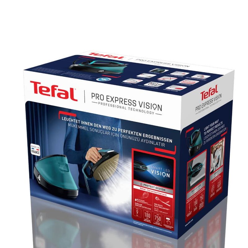 Electronice si Electrocasnice - Ingrijirea tesaturilor - Statii de calcat - Statie de calcat cu boiler Tefal Pro Express Vision GV9822E1, 9 bari, 3000W, jet de abur 750 g/min, abur variabil 0-180 - Infinity.ro