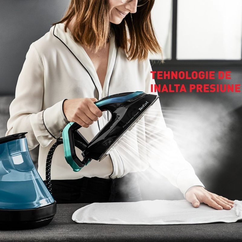 Electronice si Electrocasnice - Ingrijirea tesaturilor - Statii de calcat - Statie de calcat cu boiler Tefal Pro Express Vision GV9822E1, 9 bari, 3000W, jet de abur 750 g/min, abur variabil 0-180 - Infinity.ro
