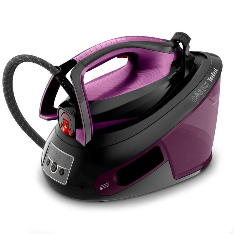 Electronice si Electrocasnice - Ingrijirea tesaturilor - Statii de calcat - Statie de calcat cu abur Tefal Express Vision SV8152E0, jet de abur 480 g/min, 6.9 bari presiune, putere 2800 W, talpa - Infinity.ro