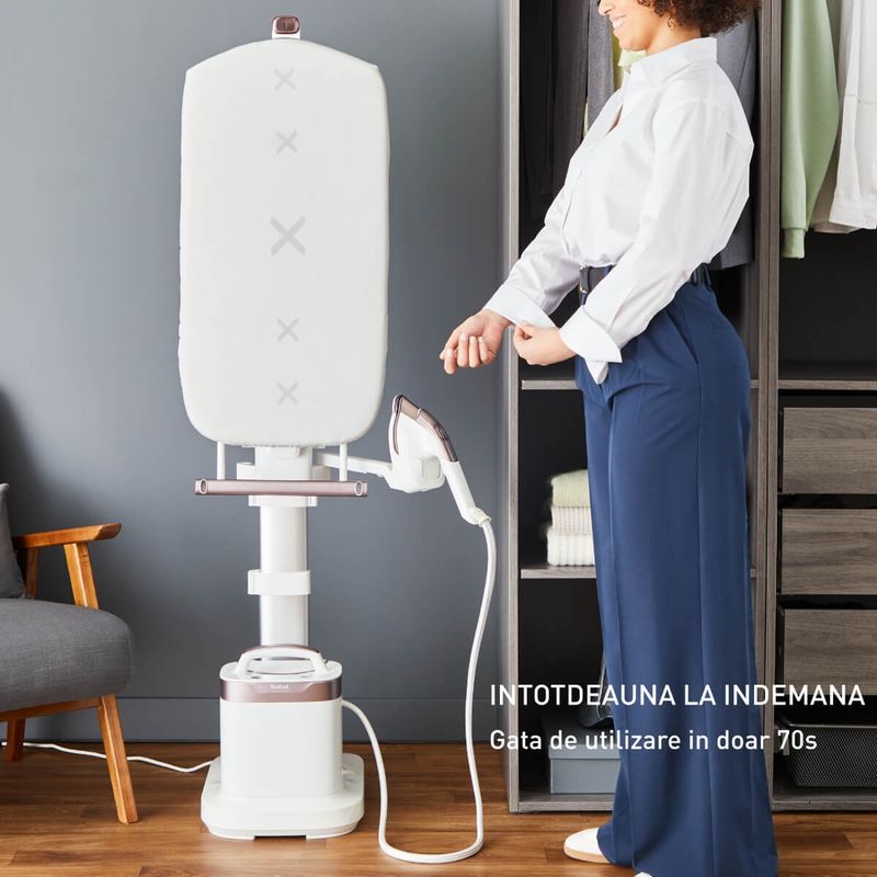 Electronice si Electrocasnice - Ingrijirea tesaturilor - Aparate de calcat cu aburi - Aparat de calcat vertical cu abur Tefal Ixeo Vision QT1811E0, 2200 W, jet de abur 200 g/min, abur variabil 80 g/min - Infinity.ro