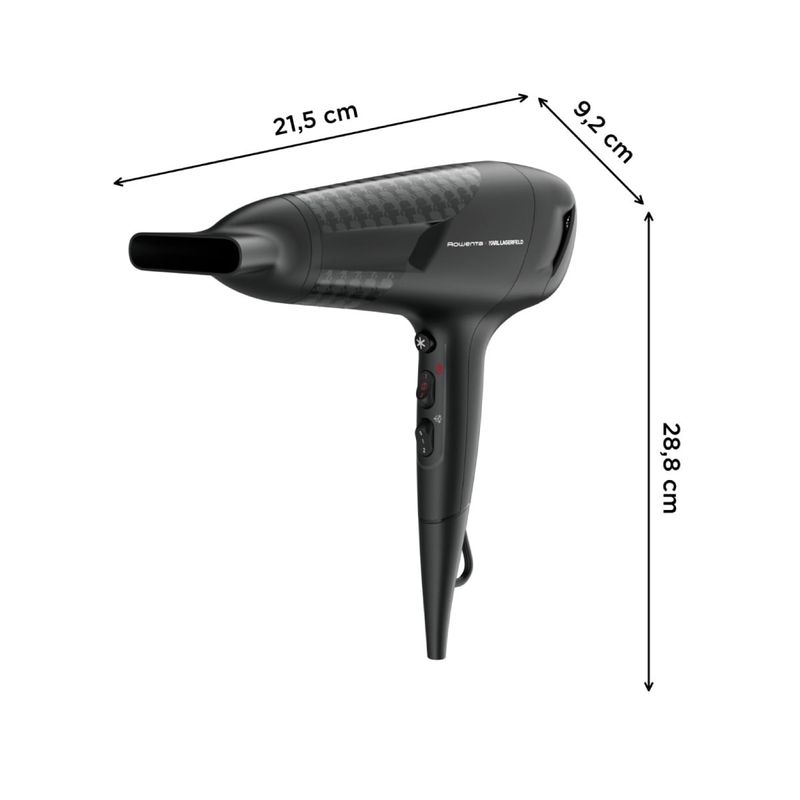 Ingrijire personala si Cosmetice - Aparate & accesorii ingrijire personala - Hair styling - Uscatoare de par - Uscator de par Rowenta x Karl Lagerfeld Studio Dry CV581LF0, 2100W, Tehnologie Effiwatts, 6 trepte de viteza si - Infinity.ro