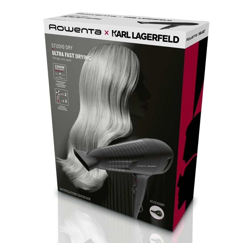 Ingrijire personala si Cosmetice - Aparate & accesorii ingrijire personala - Hair styling - Uscatoare de par - Uscator de par Rowenta x Karl Lagerfeld Studio Dry CV581LF0, 2100W, Tehnologie Effiwatts, 6 trepte de viteza si - Infinity.ro