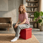 Casa si Gradina - Mobilier - Scaune si fotolii - Tabureti - Taburet pliabil, piele eco rosie, TELA NEW - Infinity.ro