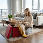 Casa si Gradina - Mobilier - Scaune si fotolii - Tabureti - Taburet pliabil, piele eco rosie, TELA NEW - Infinity.ro