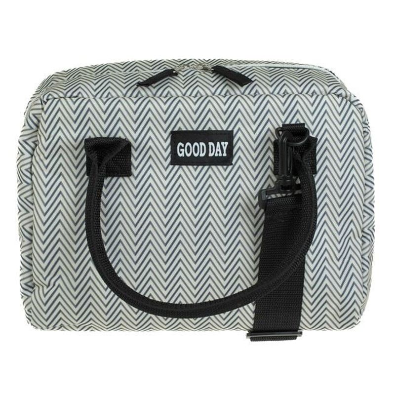 Sport si Outdoor - Camping - Bucatarie de camping - Cutii si genti frigorifice - Geanta izoterma pentru alimente, Capacitate 7L, Model Gri Bleu Aztec "Good Day" - Infinity.ro