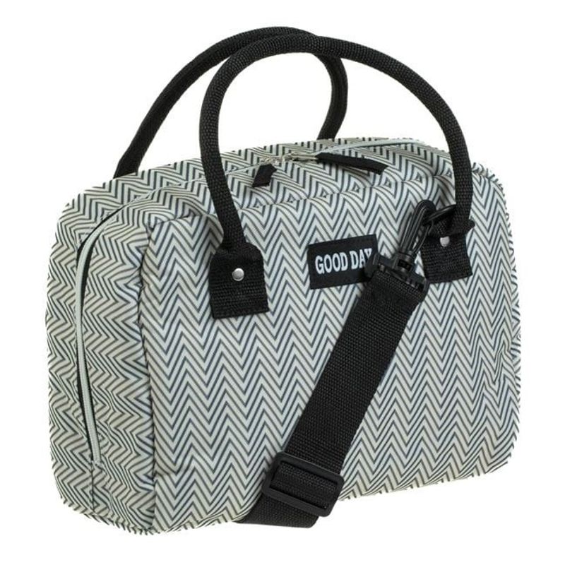 Sport si Outdoor - Camping - Bucatarie de camping - Cutii si genti frigorifice - Geanta izoterma pentru alimente, Capacitate 7L, Model Gri Bleu Aztec "Good Day" - Infinity.ro