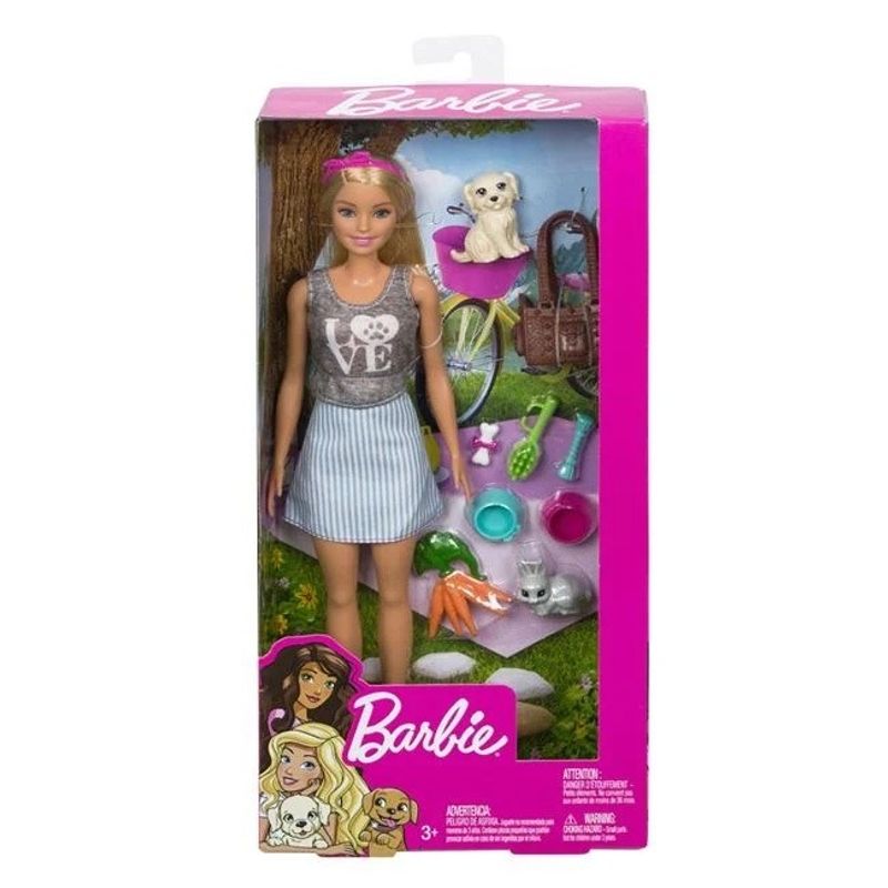 Jucarii, Copii si Bebe - Jucarii si jocuri - Papusi si accesorii - Papusi - Papusa Barbie cu caine si multe accesorii, varsta 3+ ani, 15x5.5x33cm, multicolor - Infinity.ro