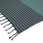 Casa si Gradina - Textile si covoare - Textile baie - Prosoape - Prosop hamam cu modele geometrice si franjuri, Material bumbac, Dimensiune 180x100cm, Verde Menta cu Gri - Infinity.ro