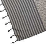 Casa si Gradina - Textile si covoare - Textile baie - Prosoape - Prosop Hamam pentru Plaja, cu Modele Geometrice si Franjuri, din Bumbac, 180x100cm, Gri-Bej - Infinity.ro