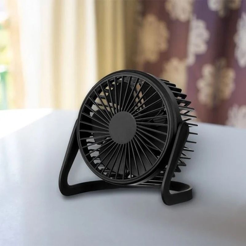 Electronice si Electrocasnice - Climatizare si sisteme de incalzire - Aparate racire aer - Ventilatoare - Ventilator de masa cu incarcare USB, Dimensiune 14x11x15cm, Negru - Infinity.ro