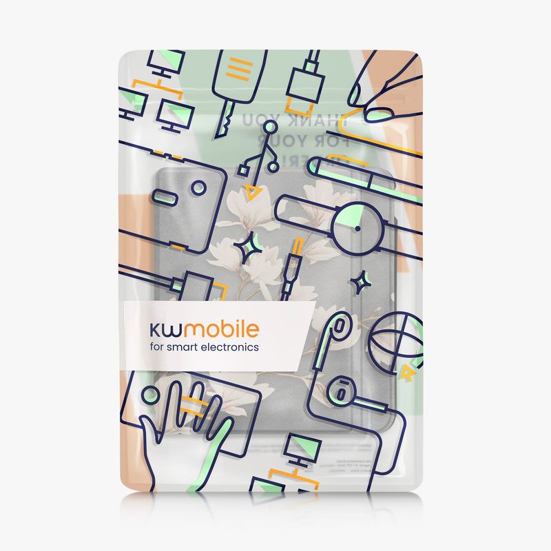 Laptop, Telefoane si Tablete - Ebook reader si accesorii - Accesorii eBook Reader - Husa Kwmobile pentru Kobo Libra Colour, inchidere magnetica, design magnolii, piele ecologica, multicolor - Infinity.ro