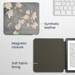 Laptop, Telefoane si Tablete - Ebook reader si accesorii - Accesorii eBook Reader - Husa Kwmobile pentru Kobo Libra Colour, inchidere magnetica, design magnolii, piele ecologica, multicolor - Infinity.ro