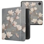 Laptop, Telefoane si Tablete - Ebook reader si accesorii - Accesorii eBook Reader - Husa Kwmobile pentru Kobo Libra Colour, inchidere magnetica, design magnolii, piele ecologica, multicolor - Infinity.ro