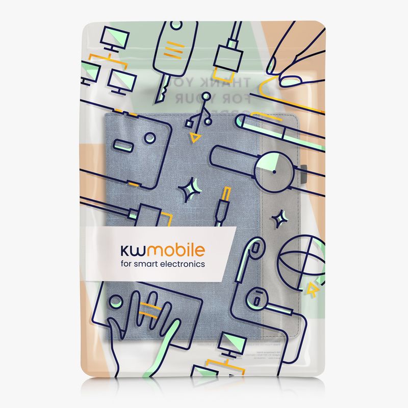 Laptop, Telefoane si Tablete - Ebook reader si accesorii - Accesorii eBook Reader - Husa eBook Kwmobile pentru Amazon Kindle Scribe (2022, 2024), inchidere magnetica, stand, piele eco, albastru, gri - Infinity.ro