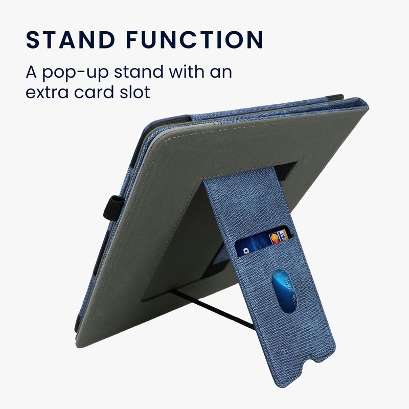 Laptop, Telefoane si Tablete - Ebook reader si accesorii - Accesorii eBook Reader - Husa eBook Kwmobile pentru Amazon Kindle Scribe (2022, 2024), inchidere magnetica, stand, piele eco, albastru, gri - Infinity.ro
