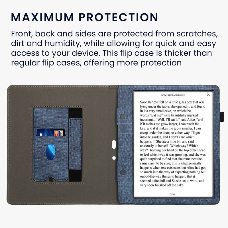 Laptop, Telefoane si Tablete - Ebook reader si accesorii - Accesorii eBook Reader - Husa eBook Kwmobile pentru Amazon Kindle Scribe (2022, 2024), inchidere magnetica, stand, piele eco, albastru, gri - Infinity.ro