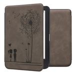 Laptop, Telefoane si Tablete - Ebook reader si accesorii - Accesorii eBook Reader - Husa eBook Reader Kwmobile pentru Kobo Clara BW, Clara Colour, magnetica, design cu papadie, piele ecologica, gri - Infinity.ro