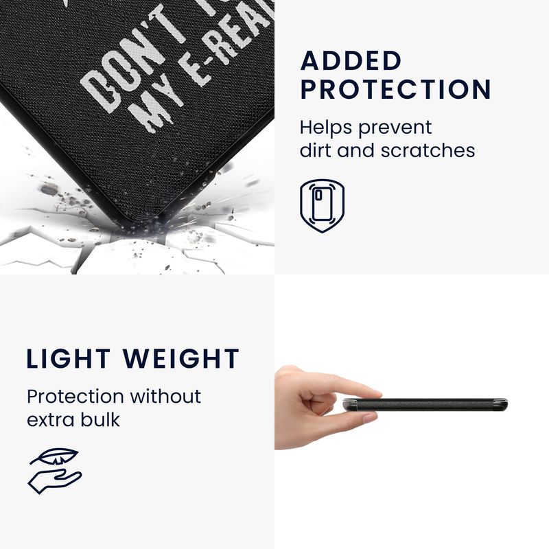 Laptop, Telefoane si Tablete - Ebook reader si accesorii - Accesorii eBook Reader - Husa Kwmobile pentru Amazon Kindle 11 (2022), Kindle 11 (2024), inchidere magnetica, Sleep/Wake, piele eco, alb, negru - Infinity.ro