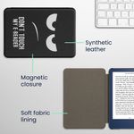 Laptop, Telefoane si Tablete - Ebook reader si accesorii - Accesorii eBook Reader - Husa Kwmobile pentru Amazon Kindle 11 (2022), Kindle 11 (2024), inchidere magnetica, Sleep/Wake, piele eco, alb, negru - Infinity.ro