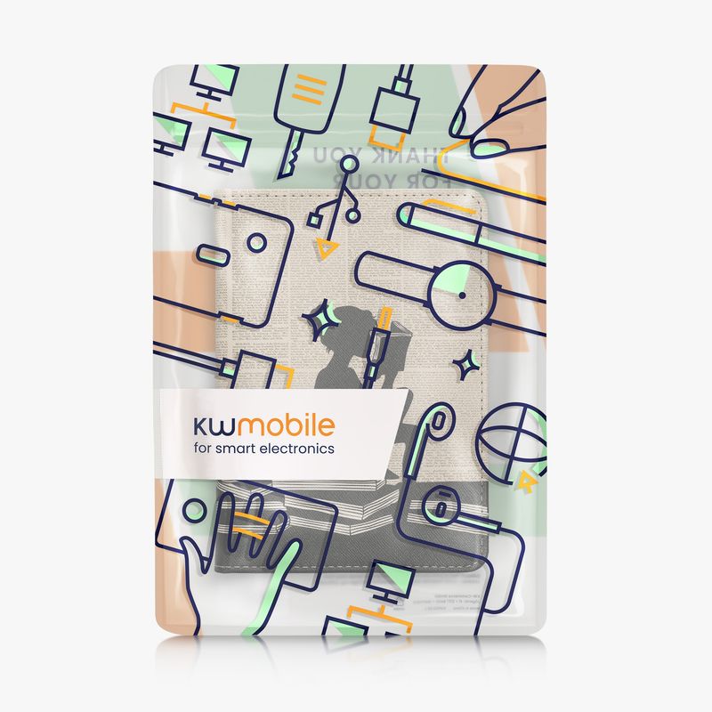 Laptop, Telefoane si Tablete - Ebook reader si accesorii - Accesorii eBook Reader - Husa Kwmobile pentru Amazon Kindle 11 (2022), Kindle 11 (2024), inchidere magnetica, Sleep/Wake, piele eco, negru, bej - Infinity.ro