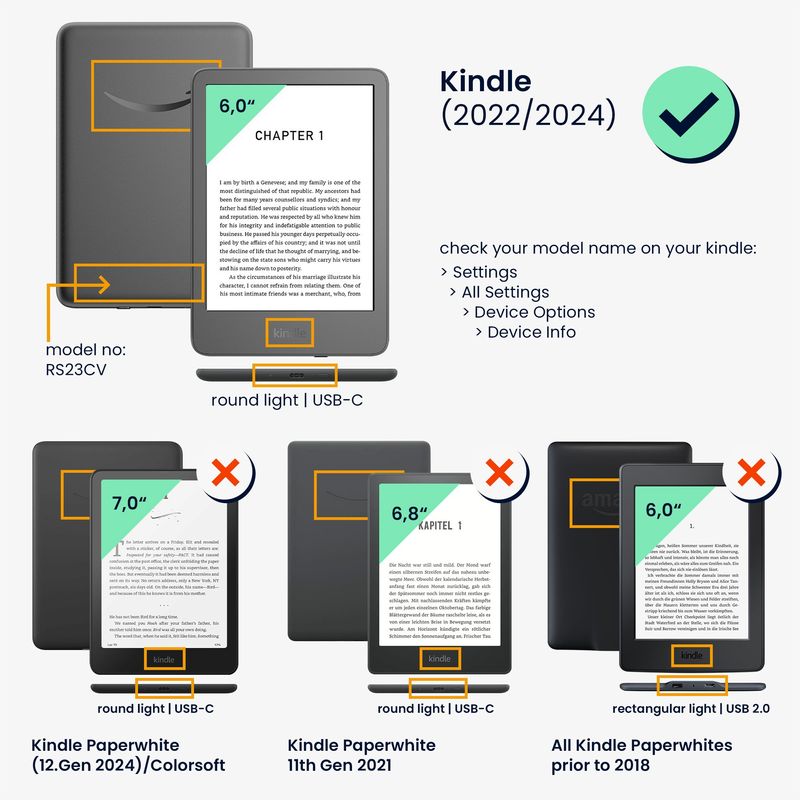 Laptop, Telefoane si Tablete - Ebook reader si accesorii - Accesorii eBook Reader - Husa Kwmobile pentru Amazon Kindle 11 (2022), Kindle 11 (2024), inchidere magnetica, Sleep/Wake, piele eco, negru, bej - Infinity.ro