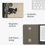 Laptop, Telefoane si Tablete - Ebook reader si accesorii - Accesorii eBook Reader - Husa Kwmobile pentru Amazon Kindle 11 (2022), Kindle 11 (2024), inchidere magnetica, Sleep/Wake, piele eco, negru, bej - Infinity.ro