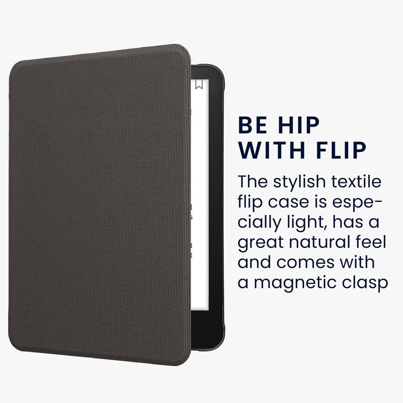 Laptop, Telefoane si Tablete - Ebook reader si accesorii - Accesorii eBook Reader - Husa Kwmobile pentru Amazon Kindle Paperwhite 12 (2024), Colorsoft, inchidere magnetica, antisoc, nailon, gri - Infinity.ro