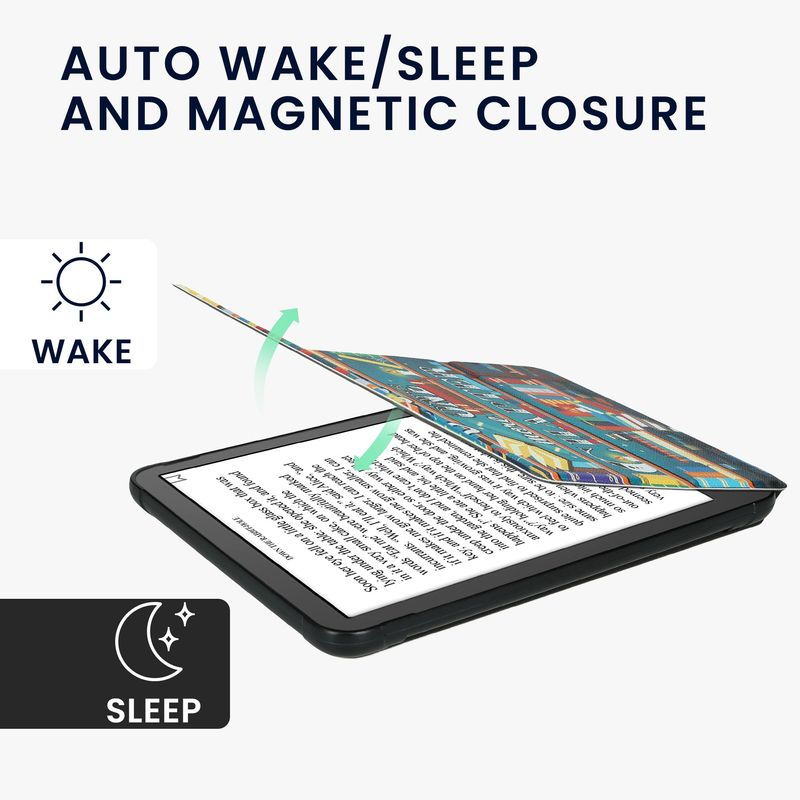 Laptop, Telefoane si Tablete - Ebook reader si accesorii - Accesorii eBook Reader - Husa Kwmobile pentru Amazon Kindle Paperwhite 12 (2024), Colorsoft, Sleep/Wake, stand, piele eco, multicolor - Infinity.ro