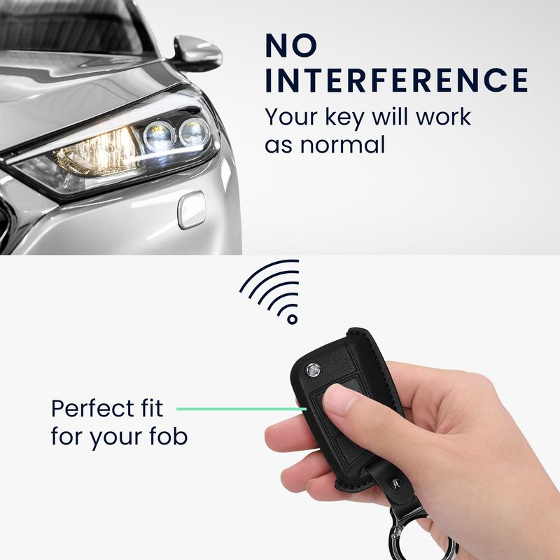 Auto si Moto - Electronice auto - Accesorii electronice auto - Husa cheie auto Kwmobile pentru VW, SEAT Golf 7, Mk7, Polo, Jetta 4, prindere cu inel, piele naturala, negru - Infinity.ro