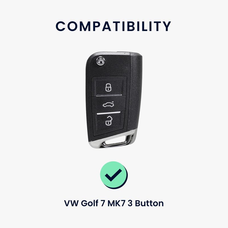 Auto si Moto - Electronice auto - Accesorii electronice auto - Husa cheie auto Kwmobile pentru VW, SEAT Golf 7, Mk7, Polo, Jetta 4, prindere cu inel, piele naturala, negru - Infinity.ro