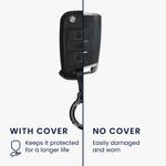 Auto si Moto - Electronice auto - Accesorii electronice auto - Husa cheie auto Kwmobile pentru VW, SEAT Golf 7, Mk7, Polo, Jetta 4, prindere cu inel, piele naturala, negru - Infinity.ro