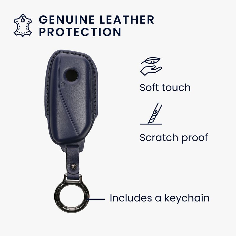 Auto si Moto - Electronice auto - Accesorii electronice auto - Husa cheie auto Kwmobile pentru BMW X7/X7 xDrive40d 2023/223i M Sport Active Tourer, piele naturala, albastru - Infinity.ro