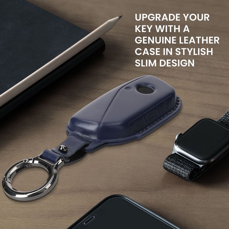 Auto si Moto - Electronice auto - Accesorii electronice auto - Husa cheie auto Kwmobile pentru BMW X7/X7 xDrive40d 2023/223i M Sport Active Tourer, piele naturala, albastru - Infinity.ro
