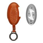 Auto si Moto - Electronice auto - Accesorii electronice auto - Husa cheie auto Kwmobile pentru Hyundai Grandeur GN7 Ioniq 6 Kona EV 2023 (Keyless Go.), cu inel, piele naturala, maro - Infinity.ro