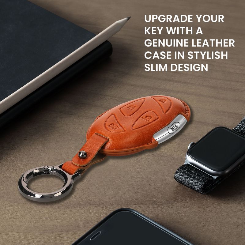 Auto si Moto - Electronice auto - Accesorii electronice auto - Husa cheie auto Kwmobile pentru Hyundai Grandeur GN7 Ioniq 6 Kona EV 2023 (Keyless Go.), cu inel, piele naturala, maro - Infinity.ro