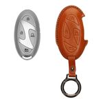 Auto si Moto - Electronice auto - Accesorii electronice auto - Husa cheie auto Kwmobile pentru Hyundai Grandeur GN7 Ioniq 6 Kona EV 2023 (Keyless Go.), cu inel, piele naturala, maro - Infinity.ro