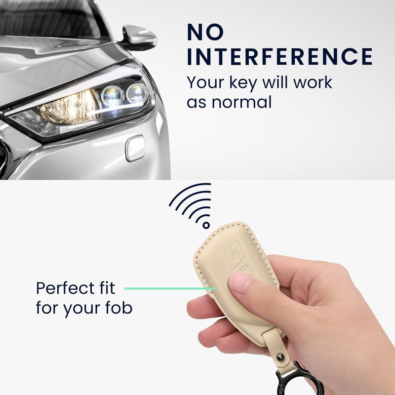 Auto si Moto - Electronice auto - Accesorii electronice auto - Husa cheie auto Kwmobile pentru VW, SEAT Golf 8 (GTE, GTI), ID.3, ID.4, ID.5, anti-alunecare, piele naturala, bej - Infinity.ro