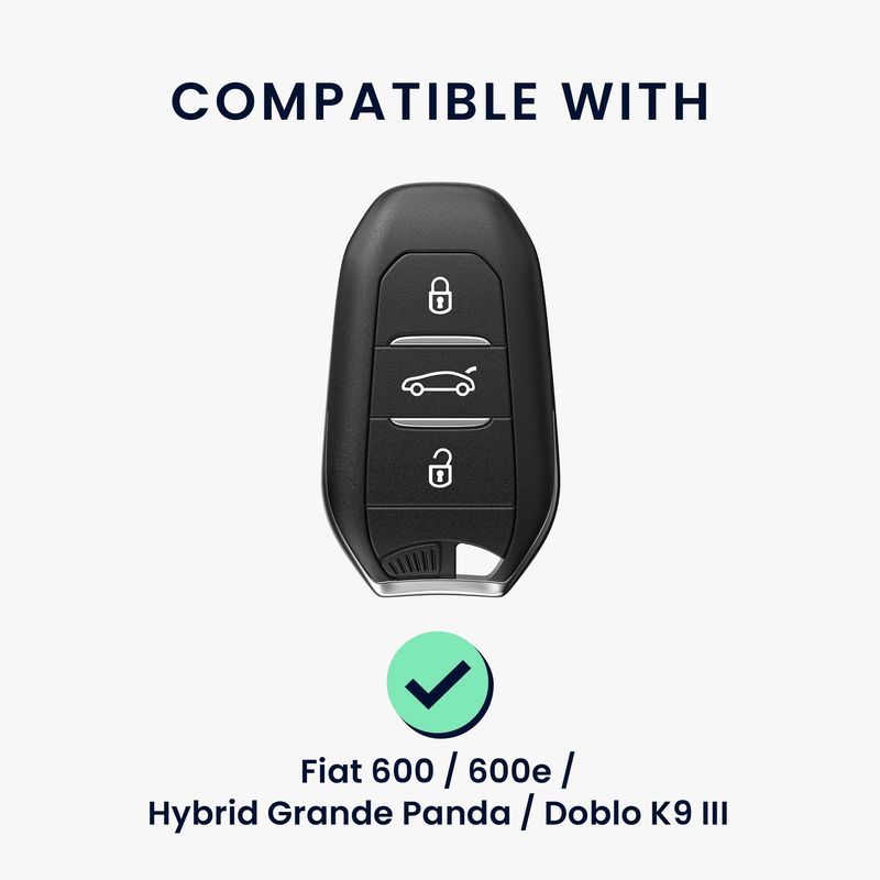 Auto si Moto - Electronice auto - Accesorii electronice auto - Husa cheie Kwmobile Fiat 600, 600e Hybrid, Grande Panda, Doblo K9 III, prindere cu inel, TPU, transparent - Infinity.ro