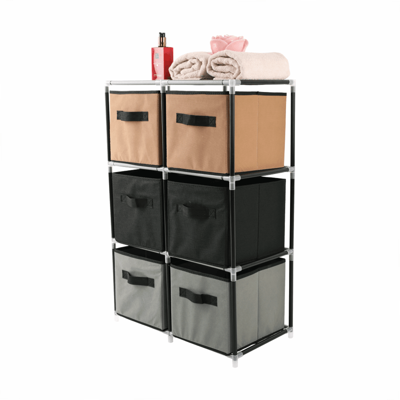Casa si Gradina - Mobilier - Comode si corpuri - Comode - Comoda cu sertare din material textil, negru/maro/gri, CAMILO TYP 2 - Infinity.ro