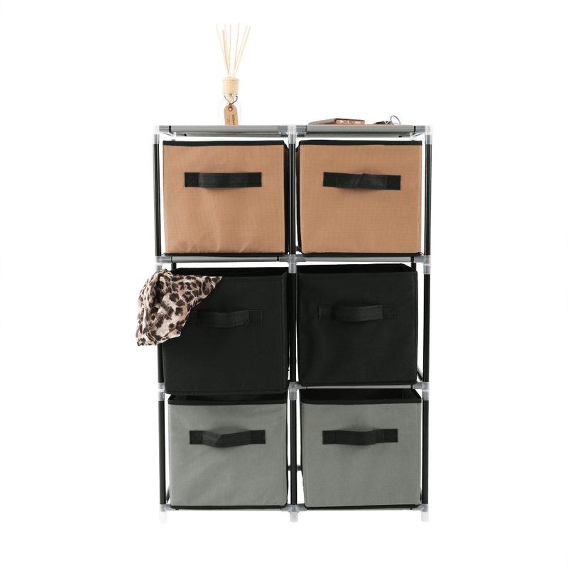 Casa si Gradina - Mobilier - Comode si corpuri - Comode - Comoda cu sertare din material textil, negru/maro/gri, CAMILO TYP 2 - Infinity.ro
