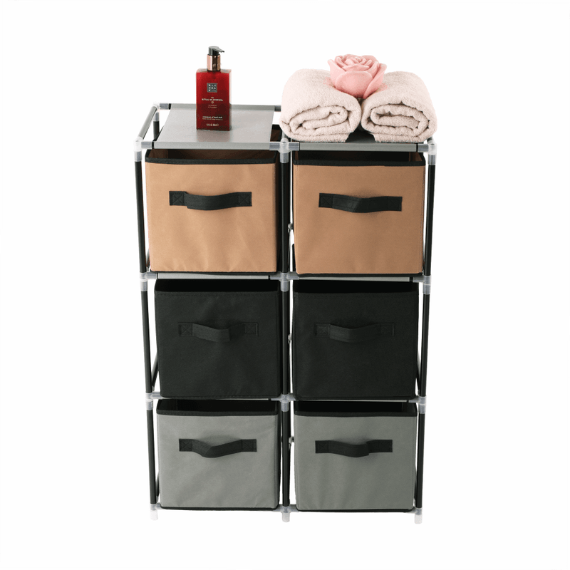 Casa si Gradina - Mobilier - Comode si corpuri - Comode - Comoda cu sertare din material textil, negru/maro/gri, CAMILO TYP 2 - Infinity.ro
