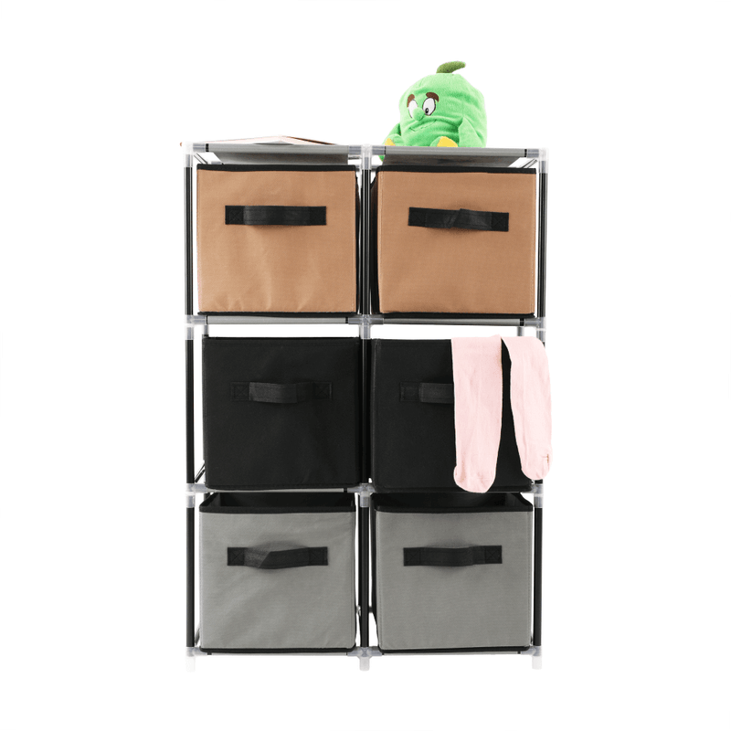 Casa si Gradina - Mobilier - Comode si corpuri - Comode - Comoda cu sertare din material textil, negru/maro/gri, CAMILO TYP 2 - Infinity.ro