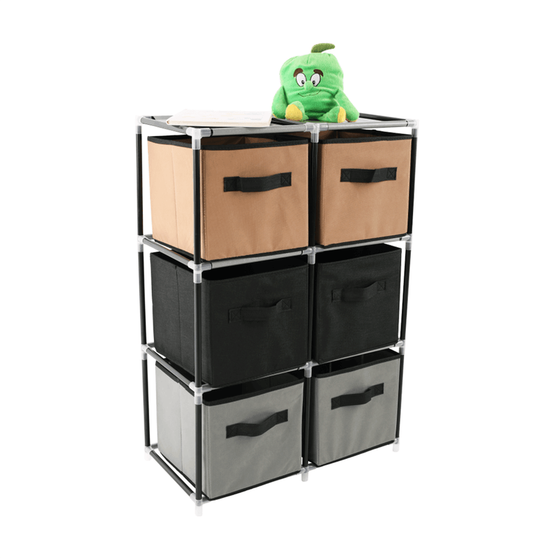 Casa si Gradina - Mobilier - Comode si corpuri - Comode - Comoda cu sertare din material textil, negru/maro/gri, CAMILO TYP 2 - Infinity.ro