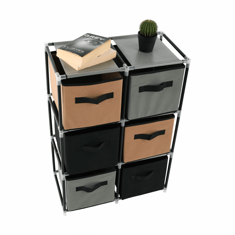 Casa si Gradina - Mobilier - Comode si corpuri - Comode - Comoda cu sertare din material textil, negru/maro/gri, CAMILO TYP 2 - Infinity.ro