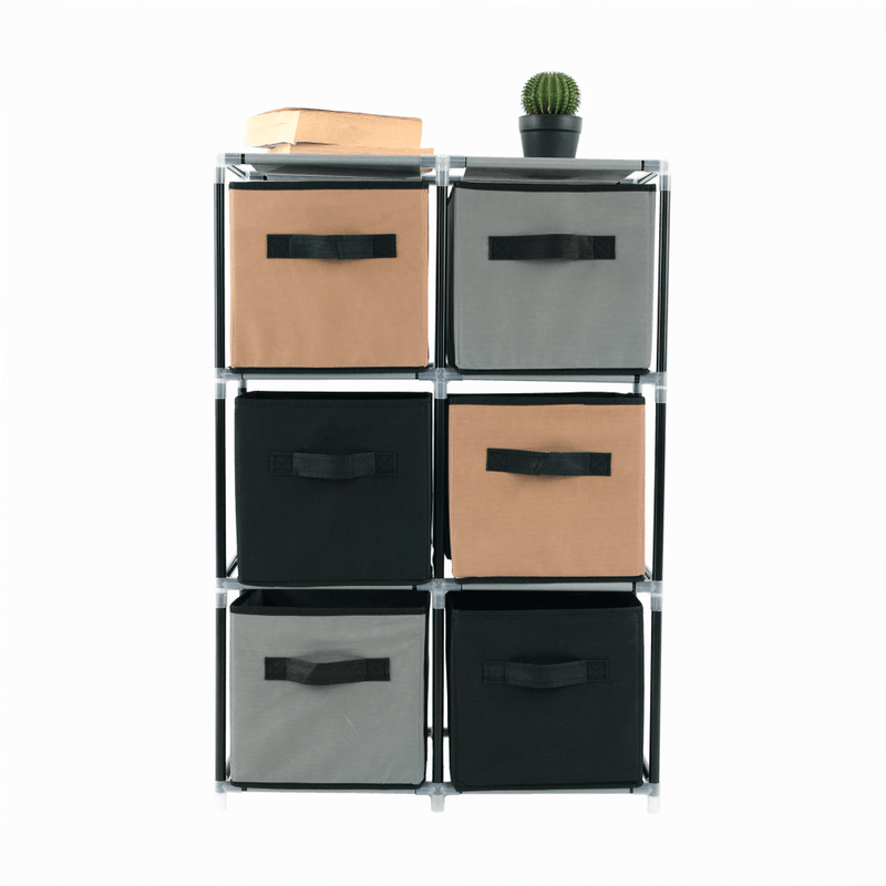 Casa si Gradina - Mobilier - Comode si corpuri - Comode - Comoda cu sertare din material textil, negru/maro/gri, CAMILO TYP 2 - Infinity.ro