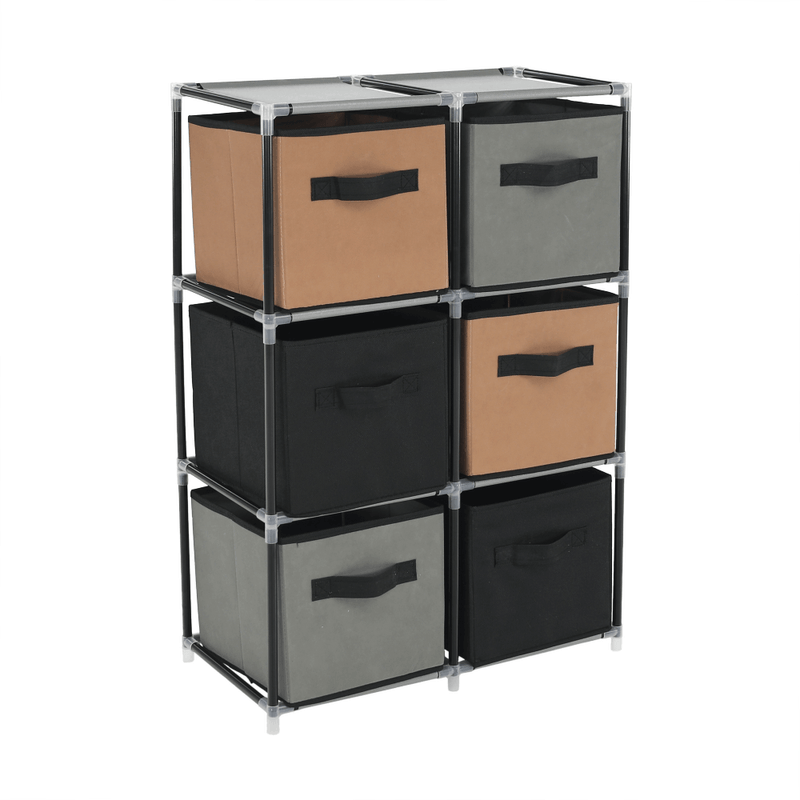 Casa si Gradina - Mobilier - Comode si corpuri - Comode - Comoda cu sertare din material textil, negru/maro/gri, CAMILO TYP 2 - Infinity.ro