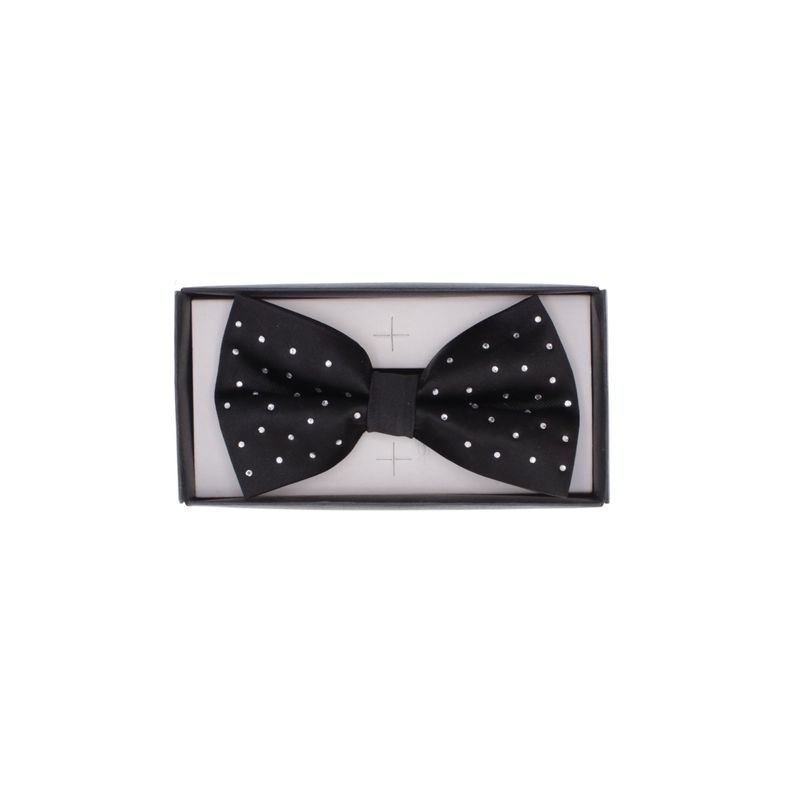 Fashion, accesorii si bijuterii - Barbati - Accesorii barbati - Cravate si papioane barbati - Papion barbatesc, Buticcochet, din material sintetic, 12x7 cm, Negru cu strasuri - PAP369 - Infinity.ro